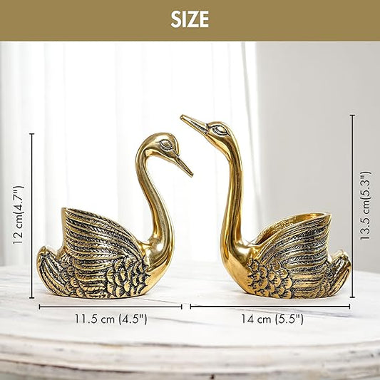 Golden Aluminium Swan Pair Candle Holder – A symbol of love, luck, and togetherness